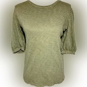 NWT hello nite Green Puff Sleeve Blouse Top Women Small 100% Cotton